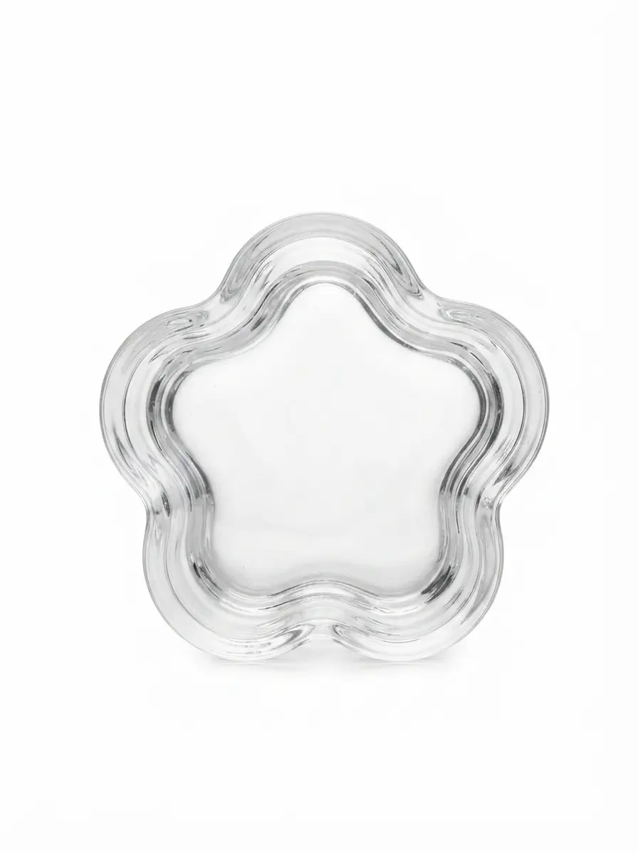 Glass flower-shaped candle holder, 8 cm diameter