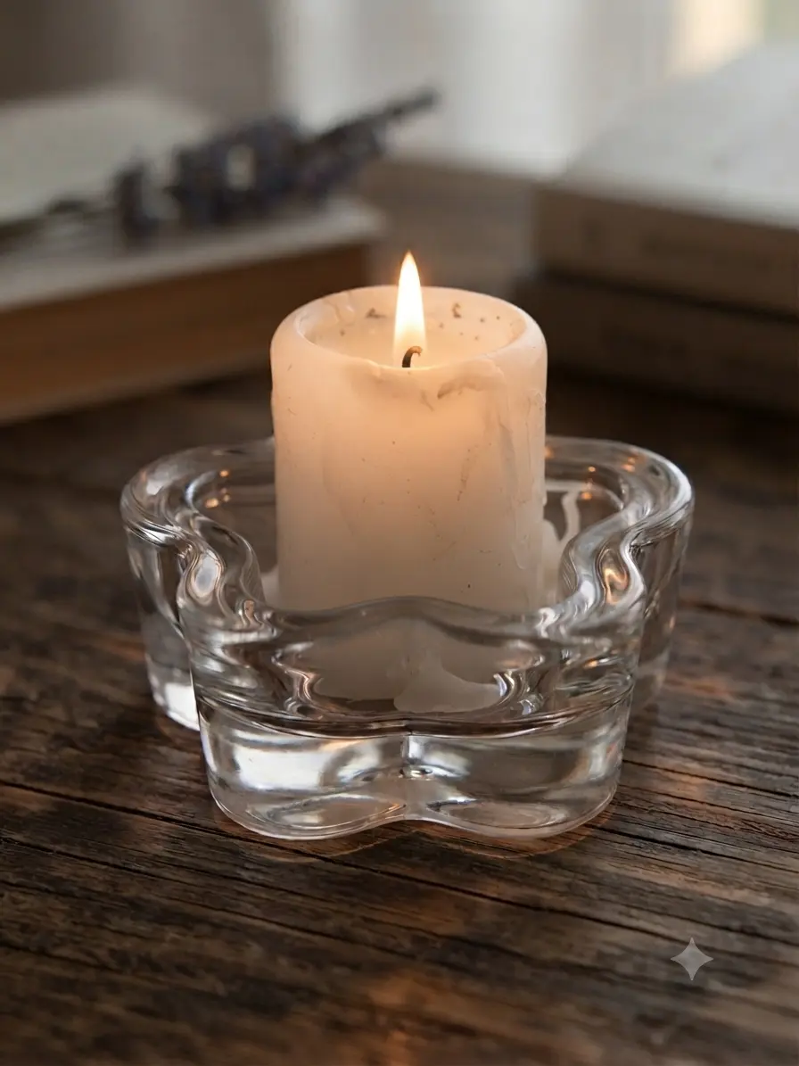 Candle Holder 8cm Glass Flower 2