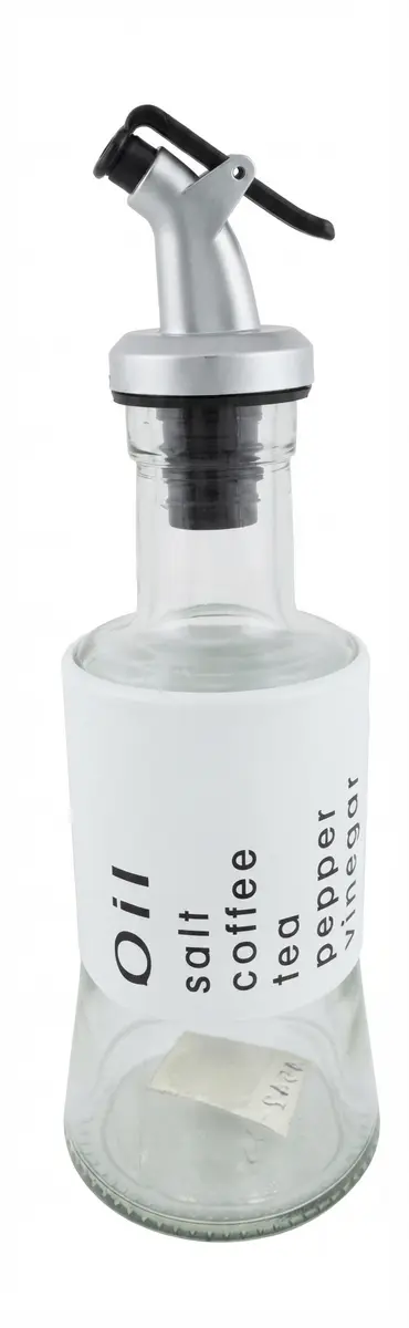 Oil container with transparent body and lid
