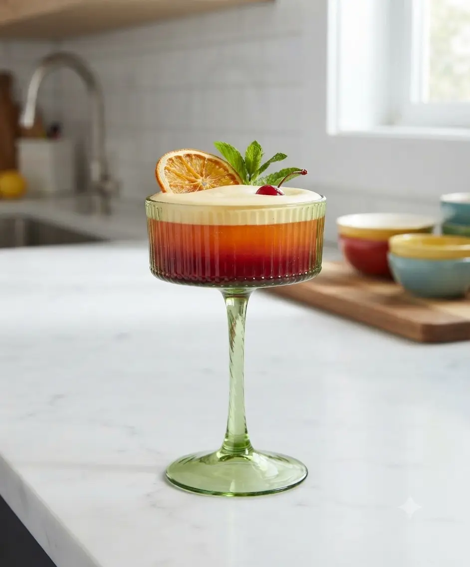 Tall Ribbed Green Cocktail Glass 2