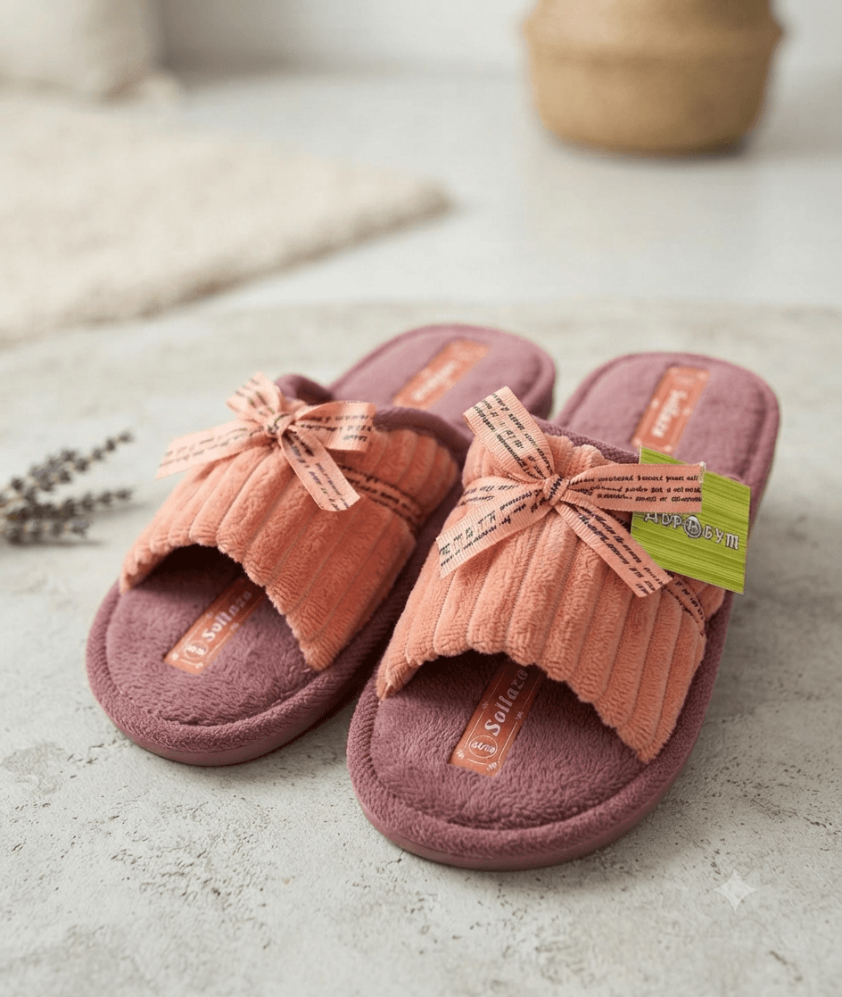 Жіночі капці малинові з бантиком розмір one size 2