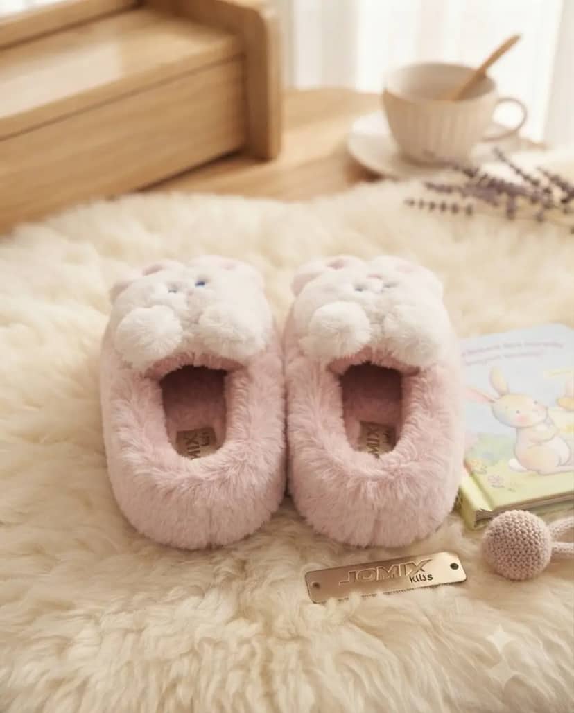 Children's Pink Bunny Slippers One Size 2