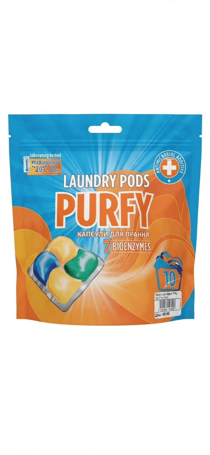 Капсули для прання Purfy 10шт у трьох кольорах