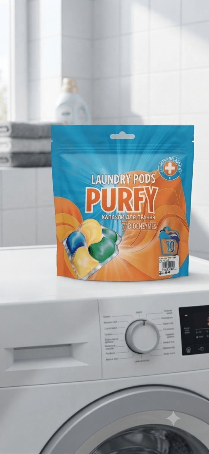 Капсули для прання Purfy 10шт*19г/190г 3кольори 4