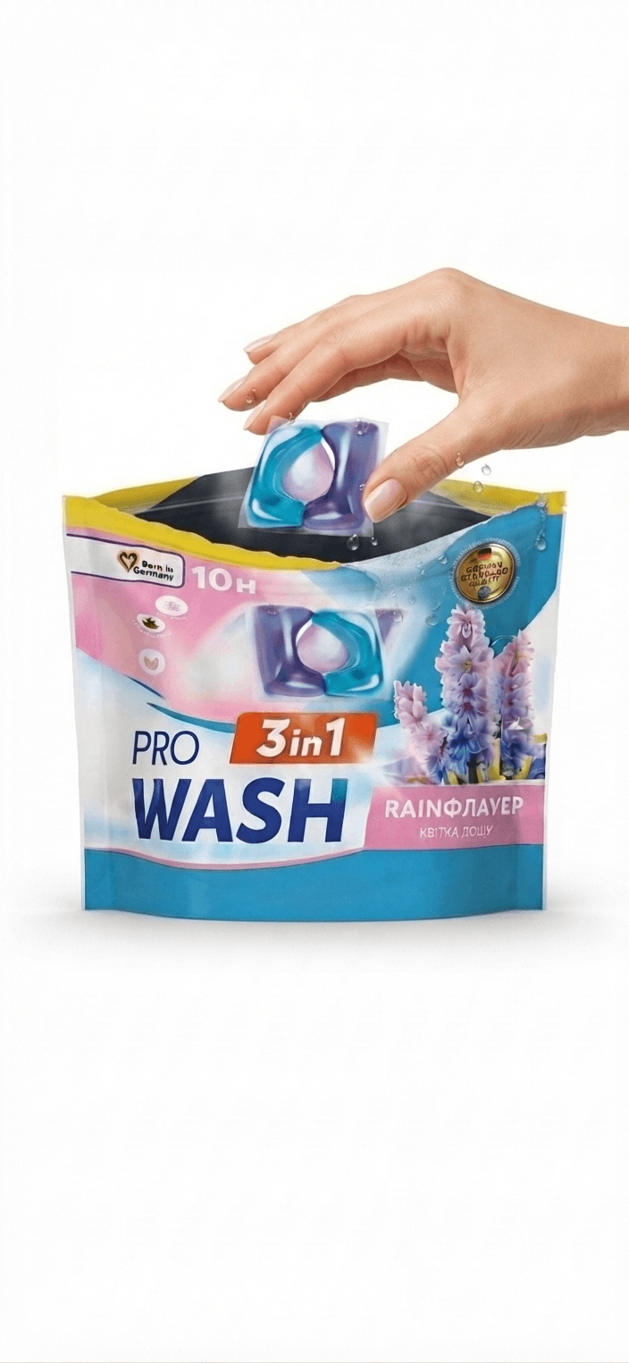 Капсули для прання PRO WASH квітка дощу 10 штук 3