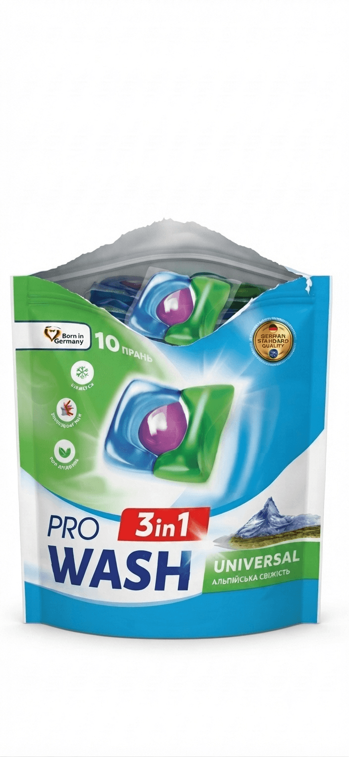 Капсули для прання PRO WASH гірська свіжість 10шт 2