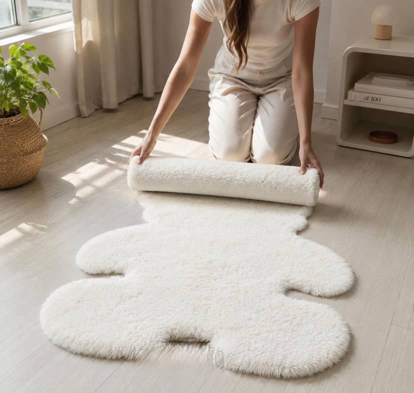 White Teddy Bear Room Rug 5
