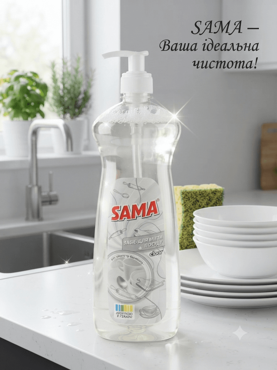 Засіб для миття посуду «Clear” ТМ «SAMA” 1000г 4