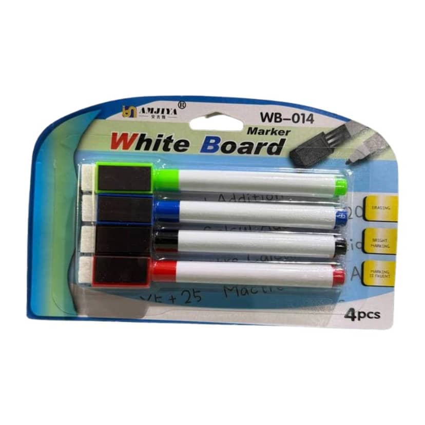 Whiteboard markers with eraser, set of 4 pcs