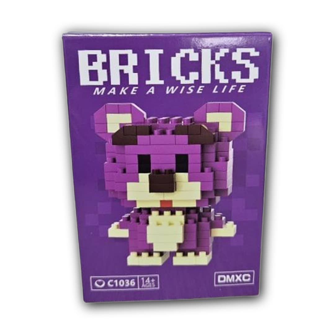 Контруктор блоки BRICKS ведмедик фіолетовий