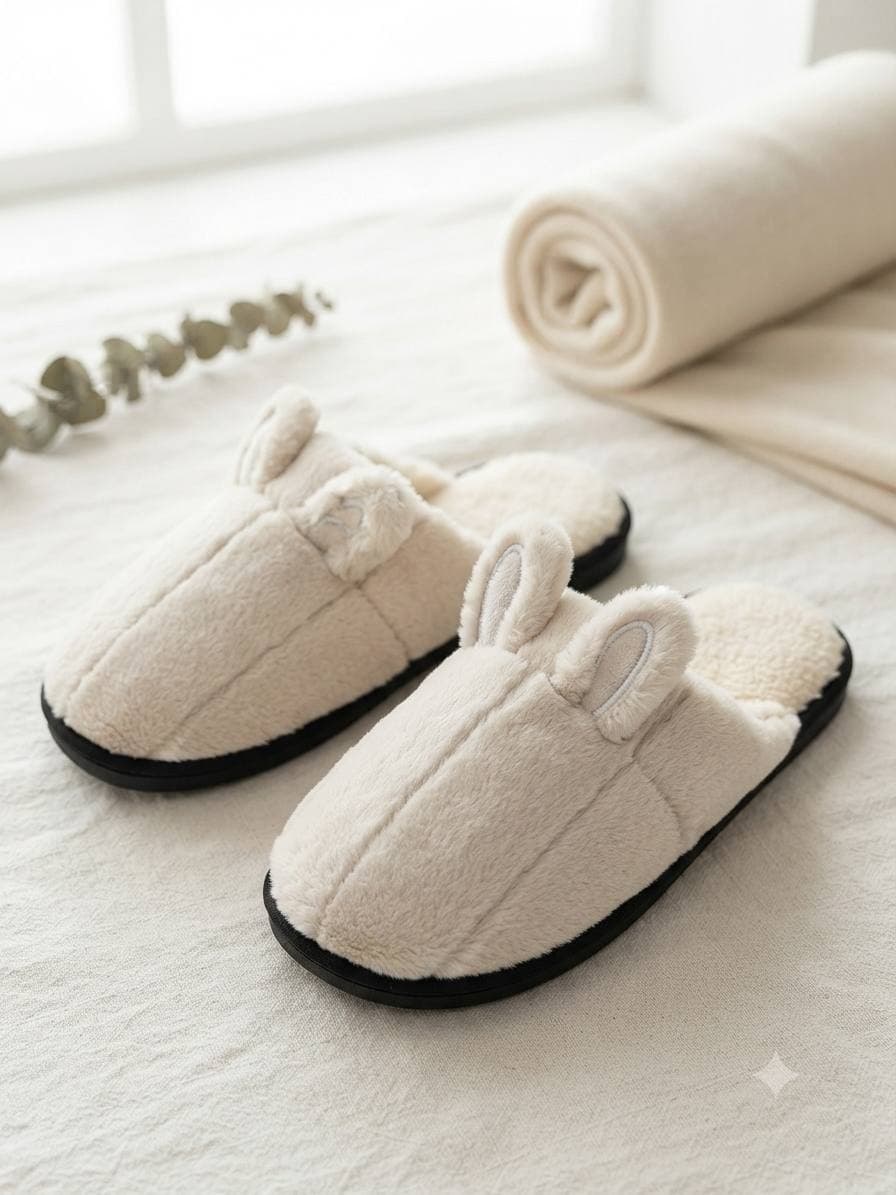 Жіночі капці з вушками білі розмір one size
