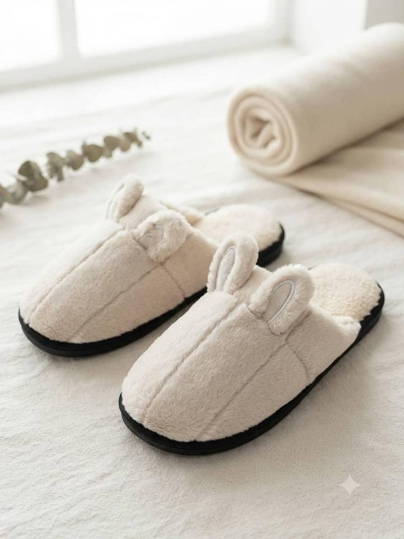 Жіночі капці з вушками білі розмір one size 3
