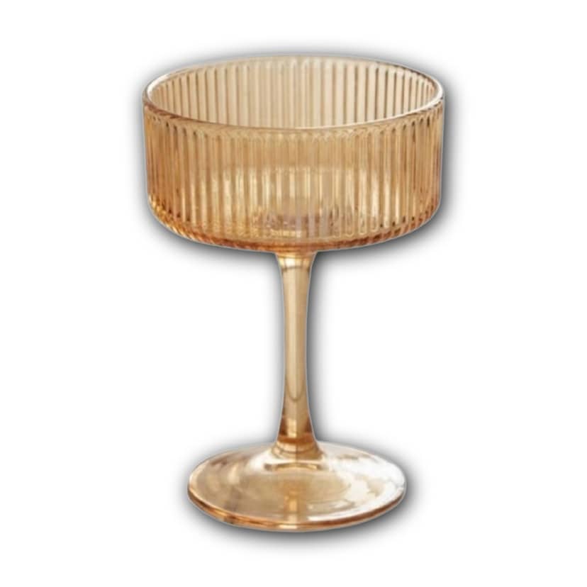 Amber dessert glass on a stem