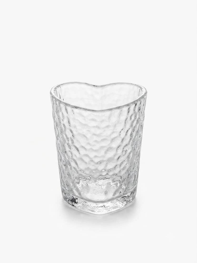 Heart-shaped glass with ice cube texture, clear