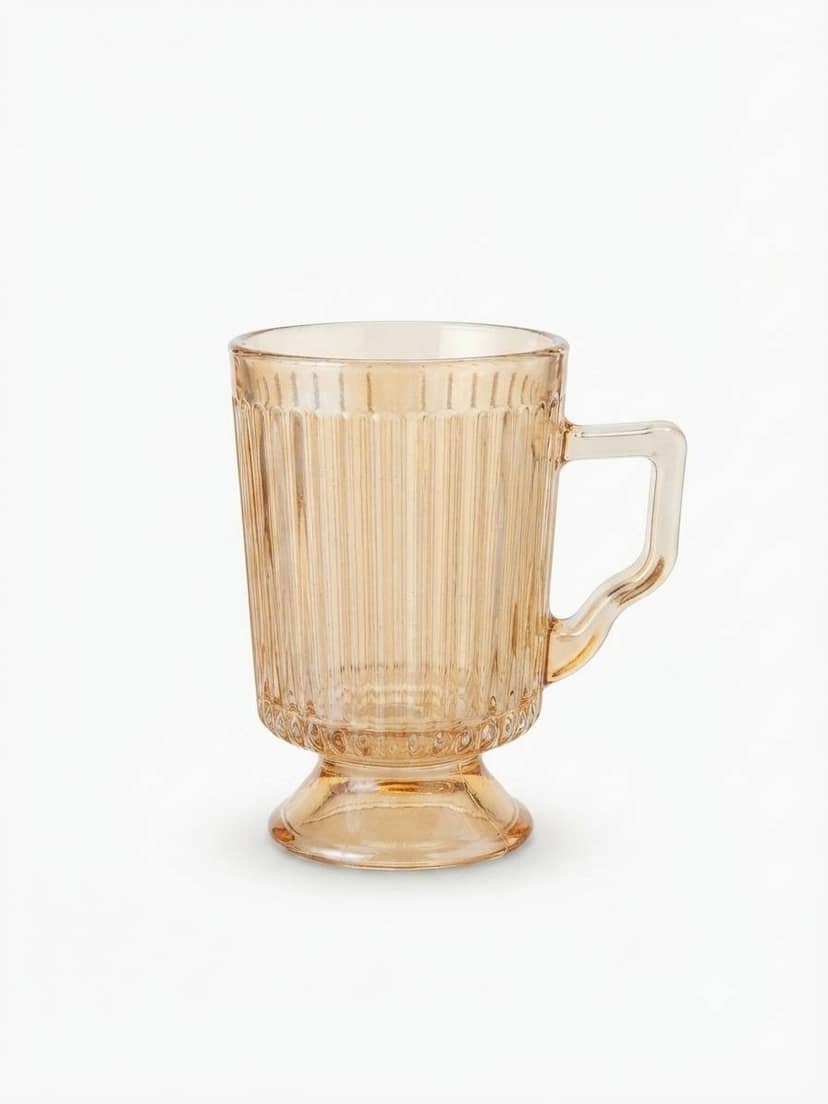 Amber ribbed glass for drinks