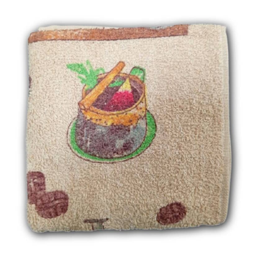 Beige Terry Towel with Coffee Print