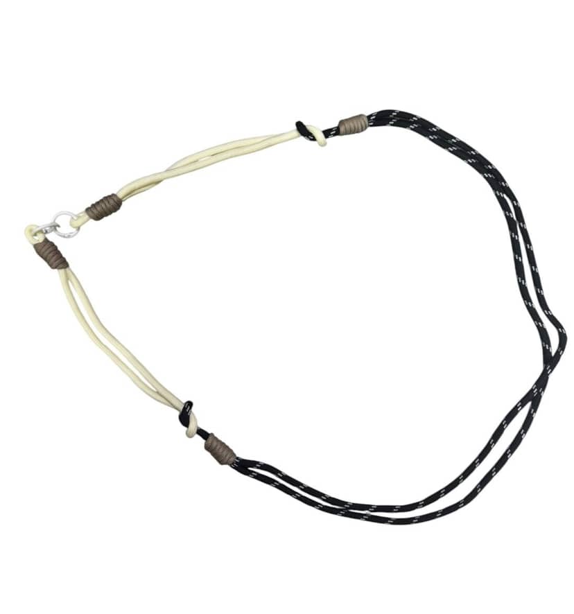 Double-sided Multicolor Cord Keychain with Black Inserts and Cream Cord