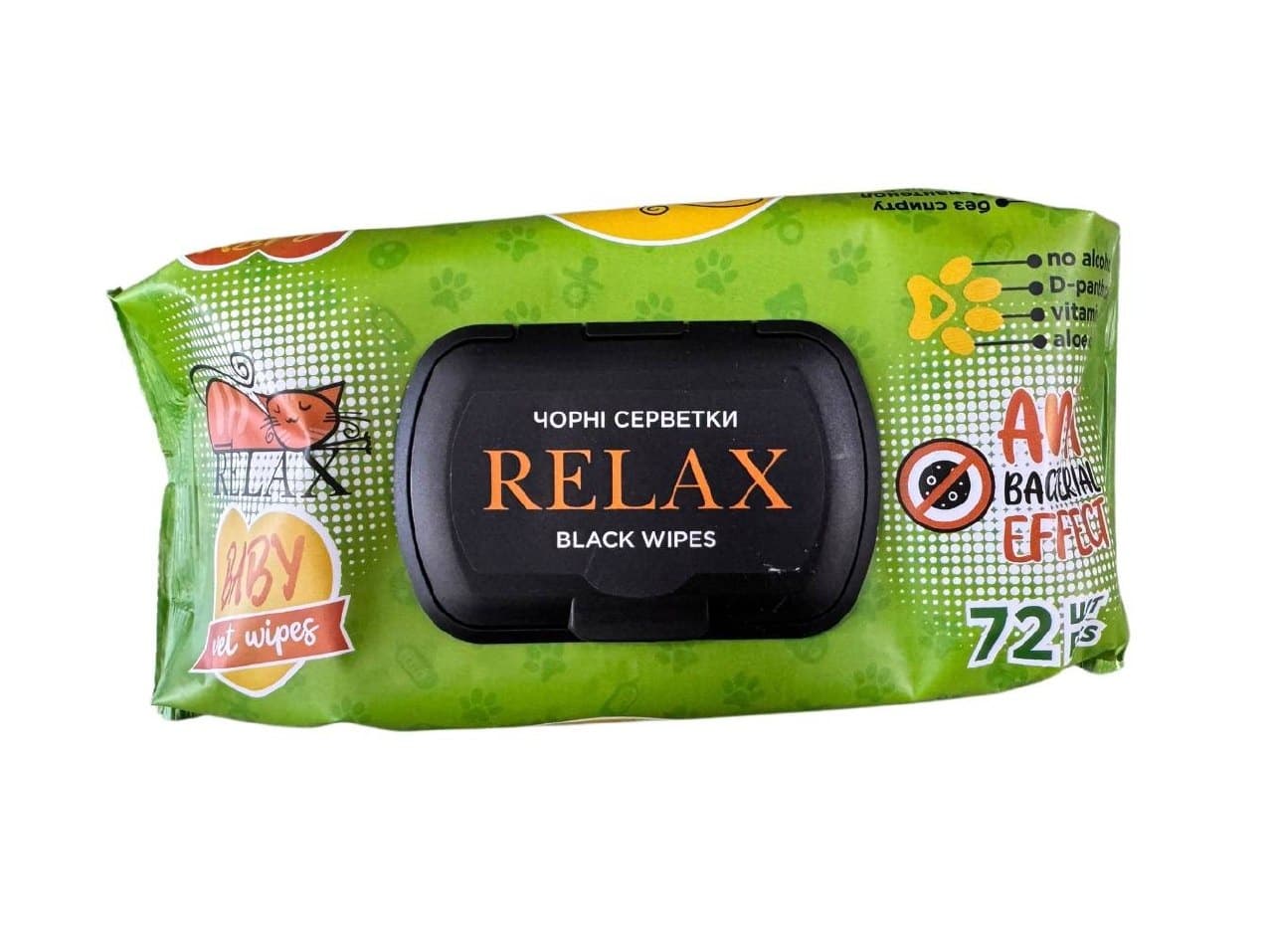 Вологі серветки 72шт TM RELAX ACK бейбі Антибакт з клап