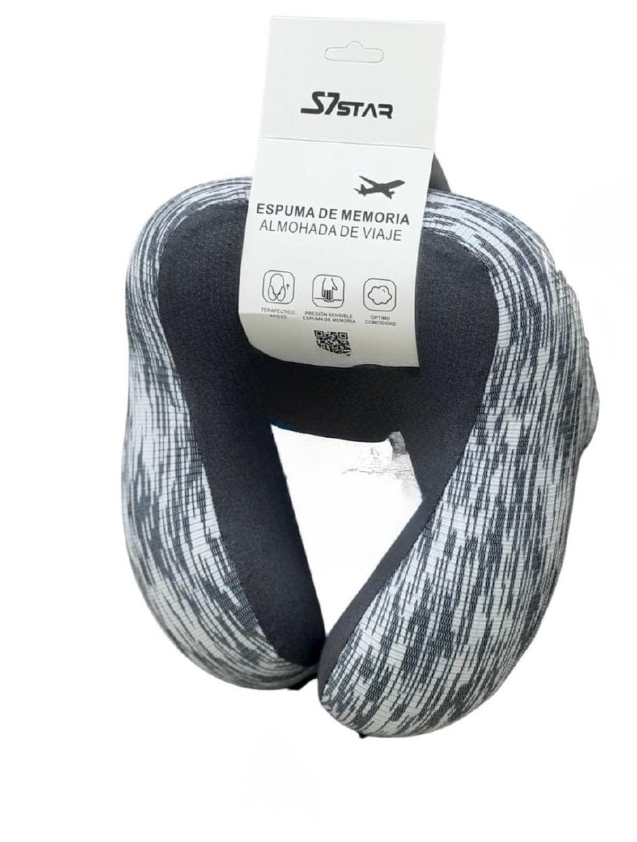 Cooling Neck Travel Pillow 001-020 Dark Grey with White Stripes