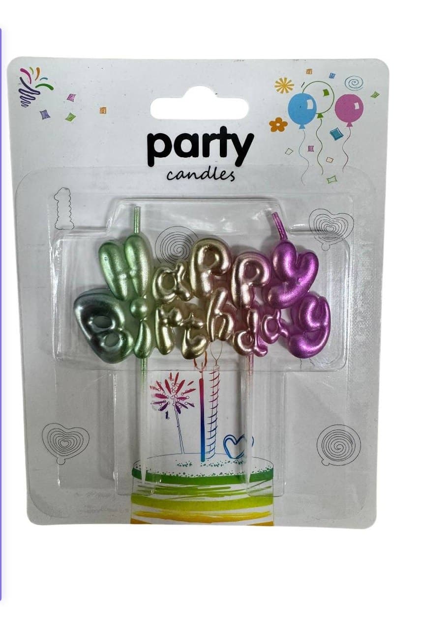 Свічка на торт райдуга перламутр Happy birthday