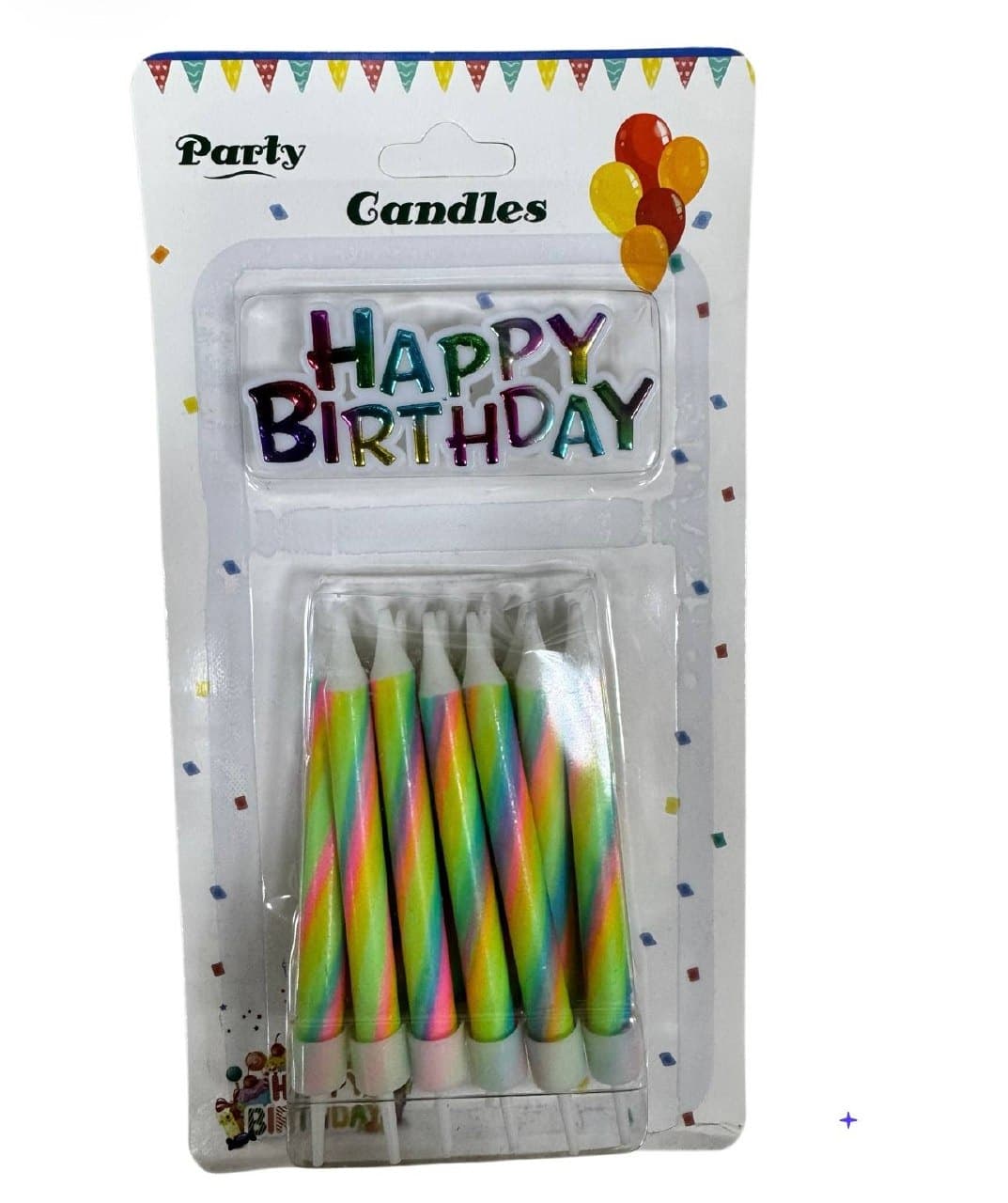 Набір свічок торт короткі райдуга+Happy birthday