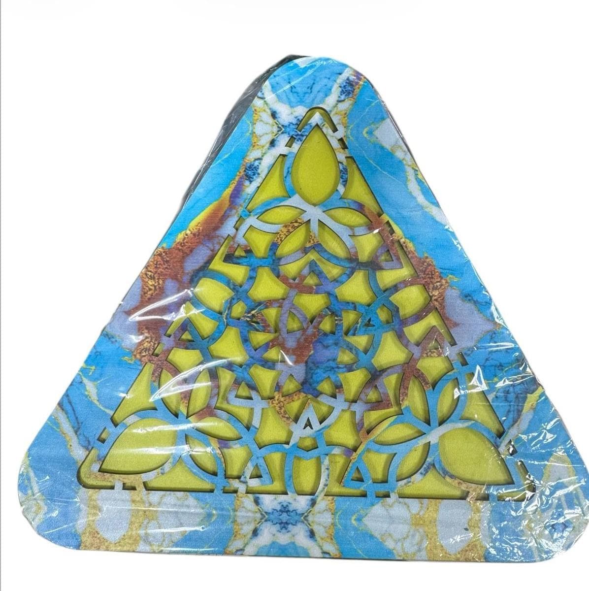 Triangular Gift Box 23x21cm Blue with Yellow