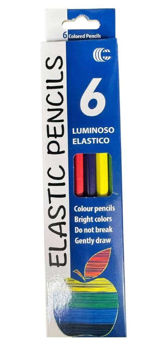 Упаковка олівців 6 кольорів CR755 Luminoso бренду Elastic з синім фоном, що показує 6 олівців