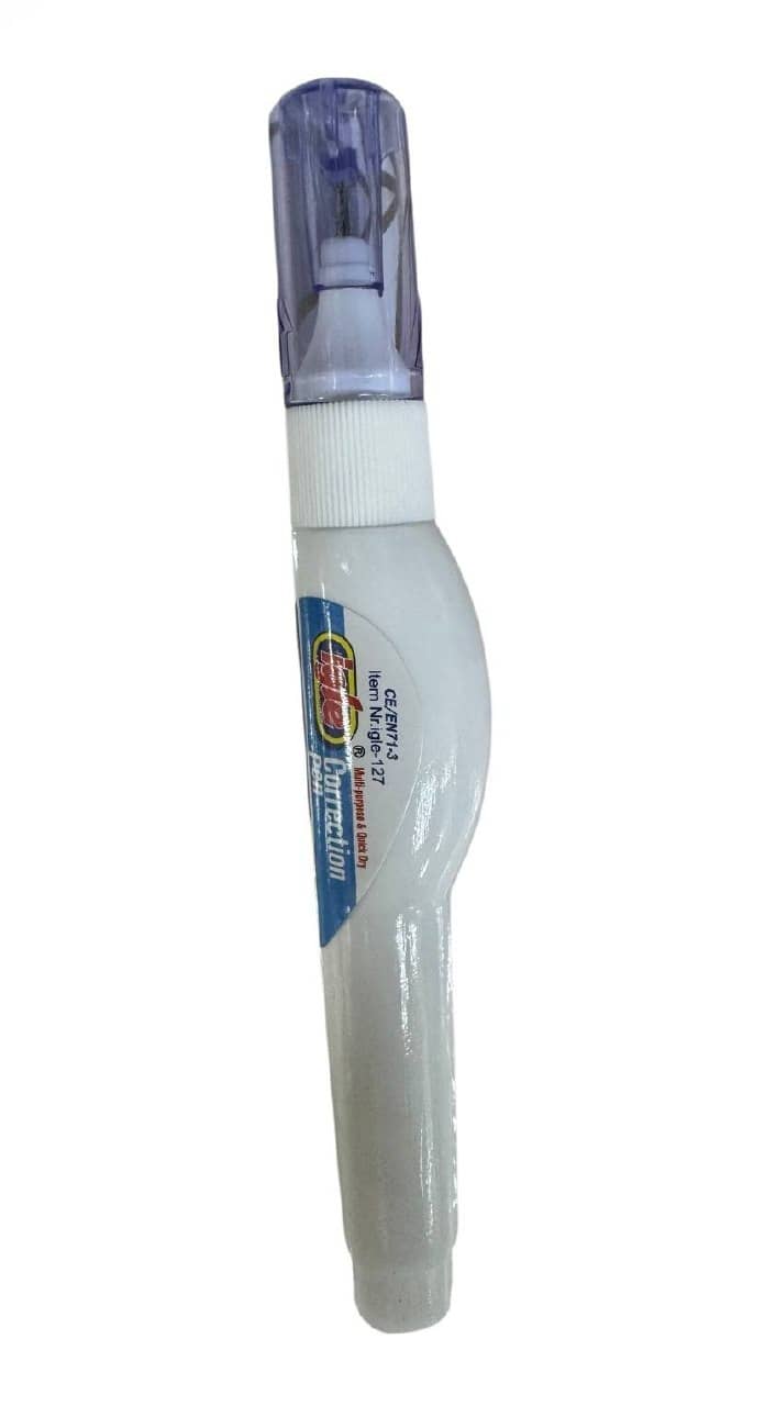 Коректор ручка Ellott/Fresh LT-709 7ml білого кольору з синім наконечником, скляний контейнер