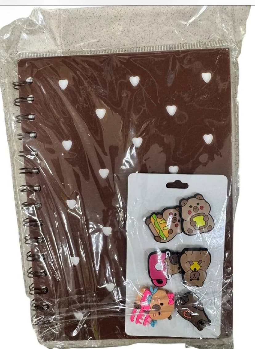 Notebook jibbits cl silicone spiral 80 sheets -42-15: brown cover with white hearts, spiral