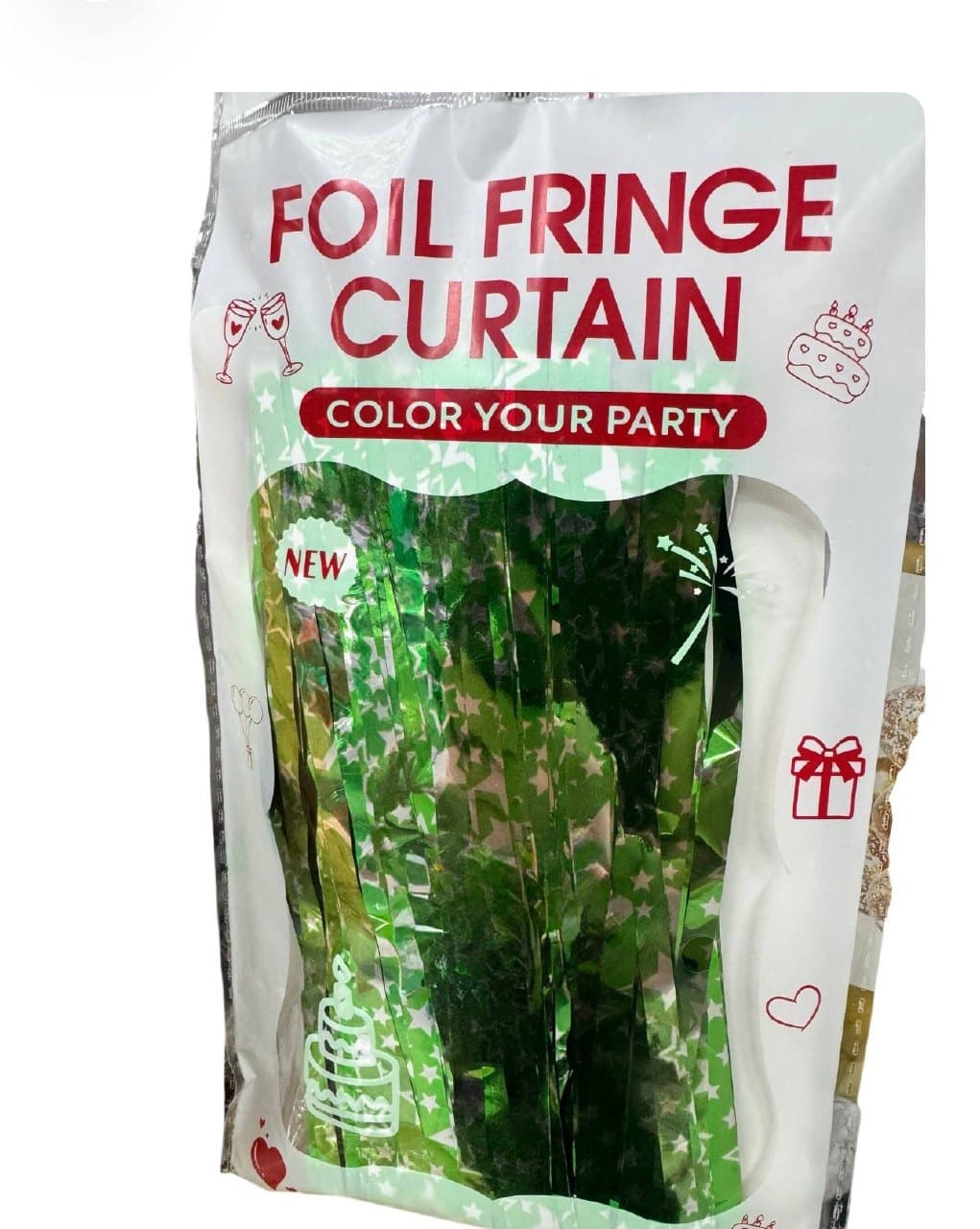 Шторка дощик зірочки для фото зони фольгована зелена
