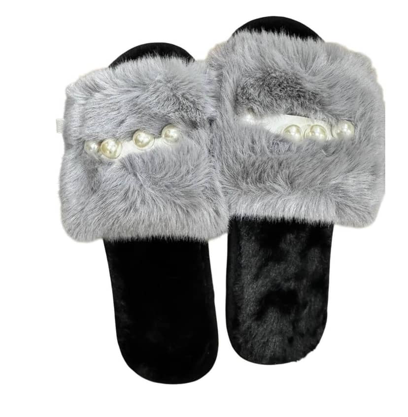 Women's Faux Fur Slippers 8822 Grey
