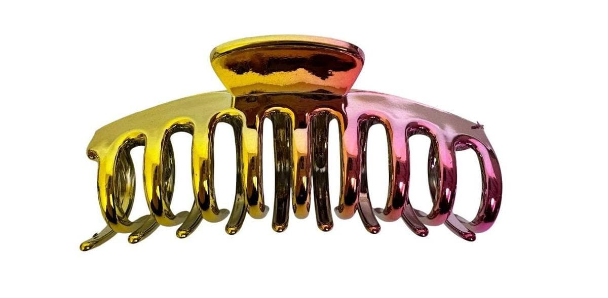 Glamour Hair Claw Clip 11cm Yellow with Pink 382-1-720