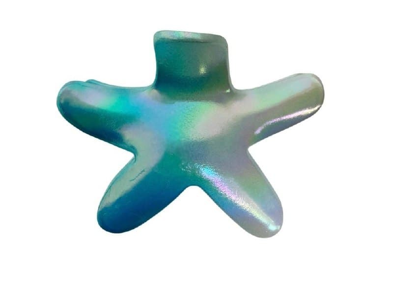 Iridescent Star Hair Claw Clip 6.5cm Blue with White 382-5