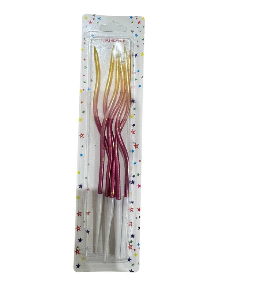Spiral Cake Candles, 6 pcs, 15 cm, Gradient