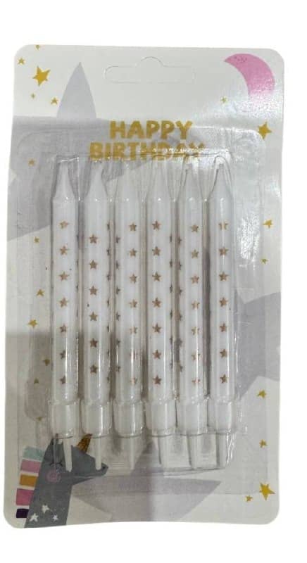 Cake Candles, 6 pcs, 9 cm, Circle Pattern