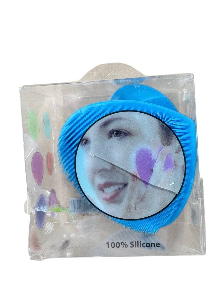 Blue Silicone Face Brush Sponge 5159 with textured surface, packaged in transparent polyethylene