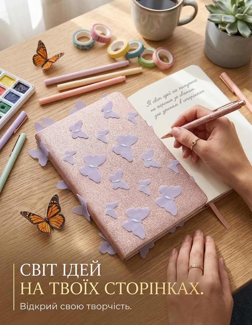 Блокнот кл а5 шиті метелики блиск 80арк 2