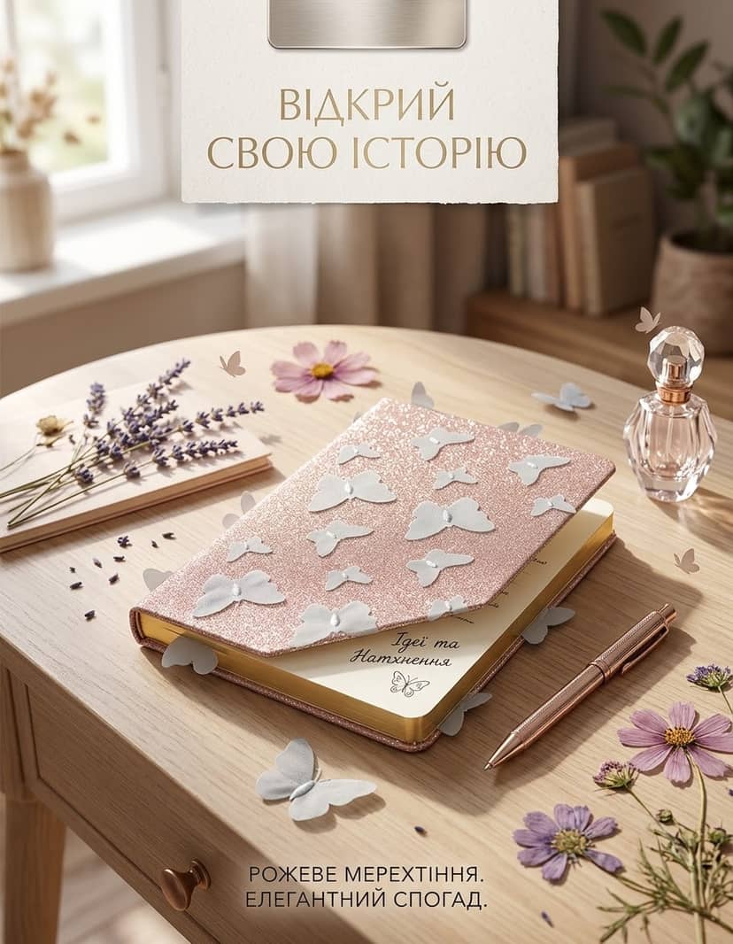 Блокнот кл а5 шиті метелики блиск 80арк 3