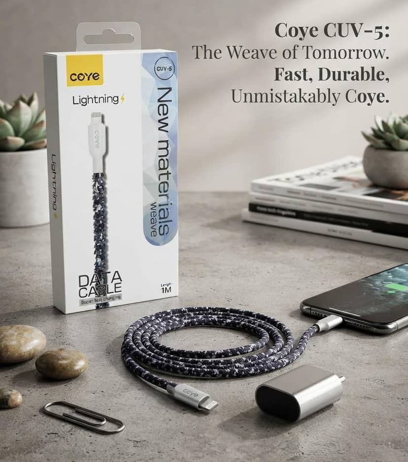 Coye Lightning Cable CUV-5 1m with Fabric Weave 2