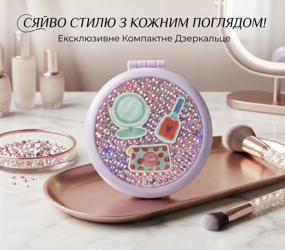 Дзеркало дитяче каміння кругле пластикове фіолетове 2