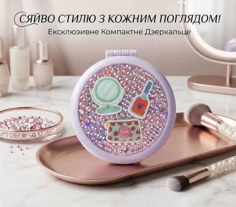Дзеркало дитяче каміння кругле пластикове фіолетове 2