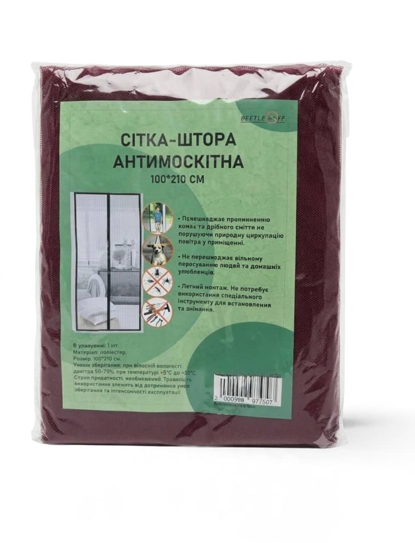 Красная магнитная штора от насекомых, размер 100x220