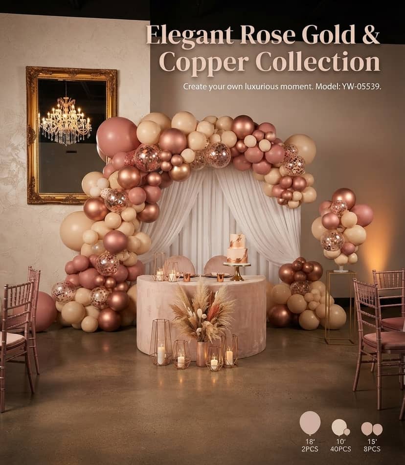 Photo Zone Set, 92 Pieces, YL-05539, Cream and Pink 2