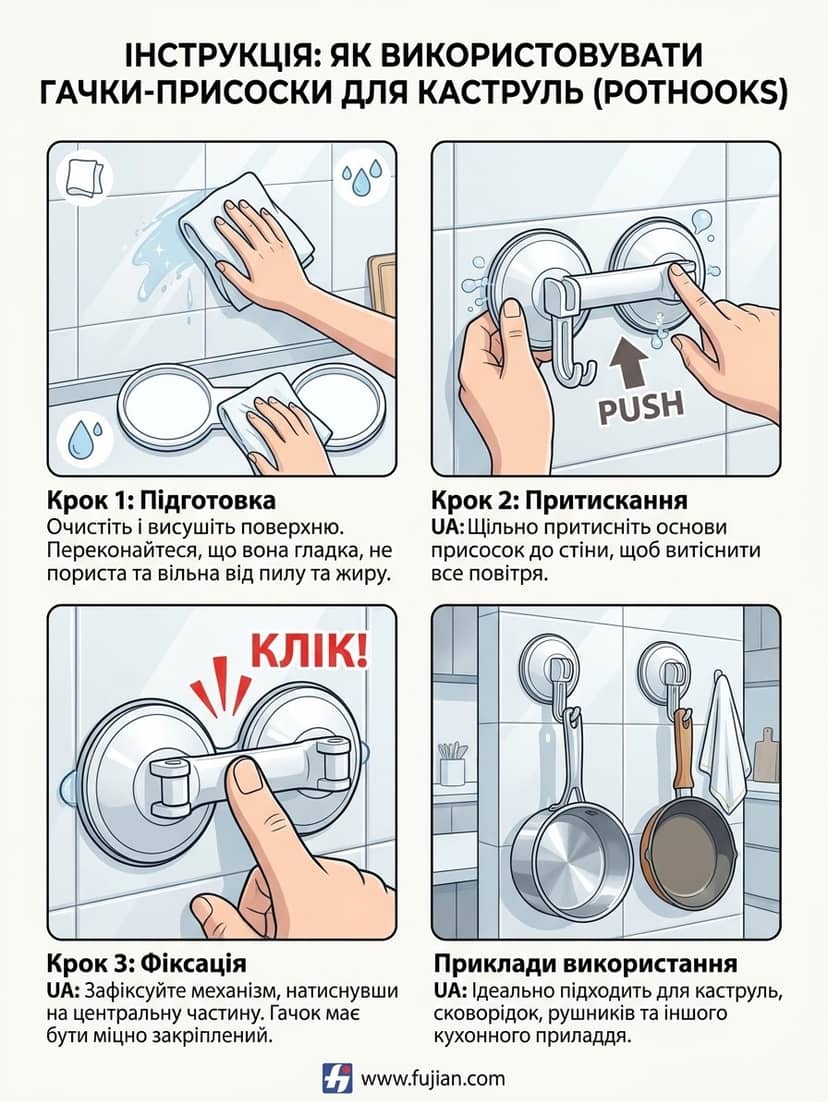 Гачки присоски 4,5см HOOK білі 4од 4
