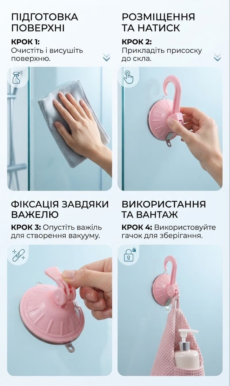 Гачок вакум д6,5 рожевого кольору 2