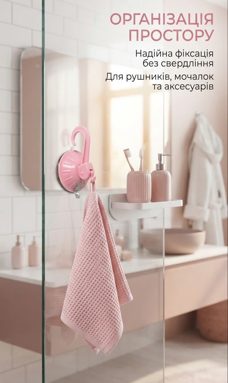 Гачок вакум д6,5 рожевого кольору 3