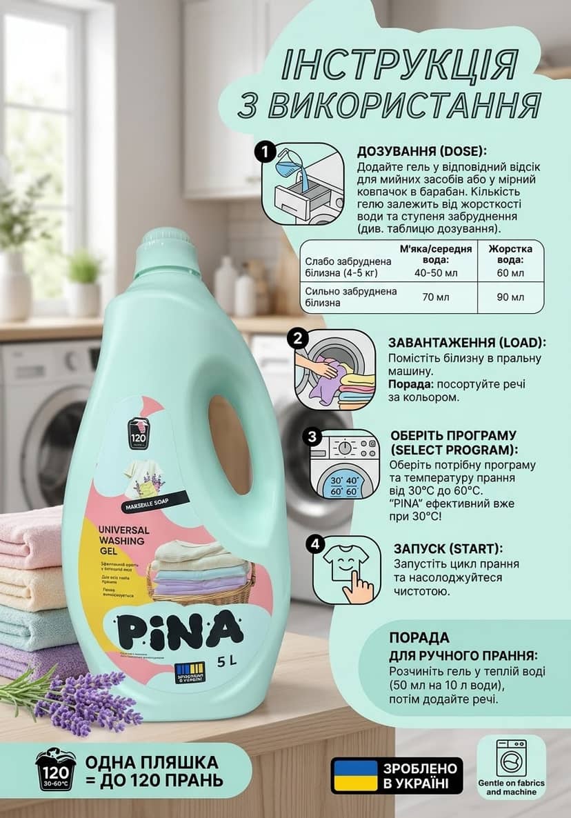 Гель для прання TM PINA Universal Merseille Soap 5,0 2