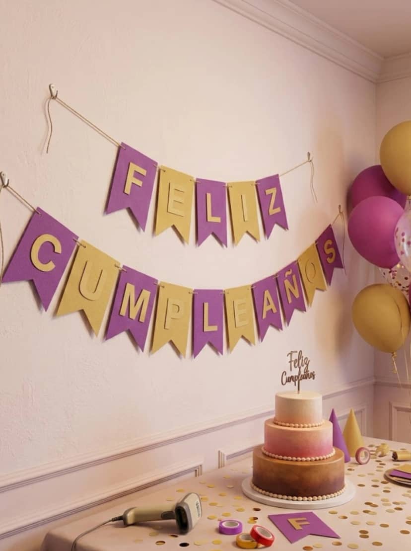 Гірлянда-розтяжка прапорці 12х16,5см Happy Birthday кольор рожевий 2