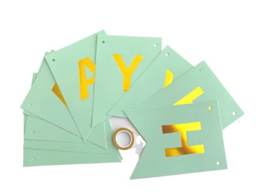 Гірлянда-розтяжка прапорці 12х16,5см Happy Birthday кольор бірюзовий 3