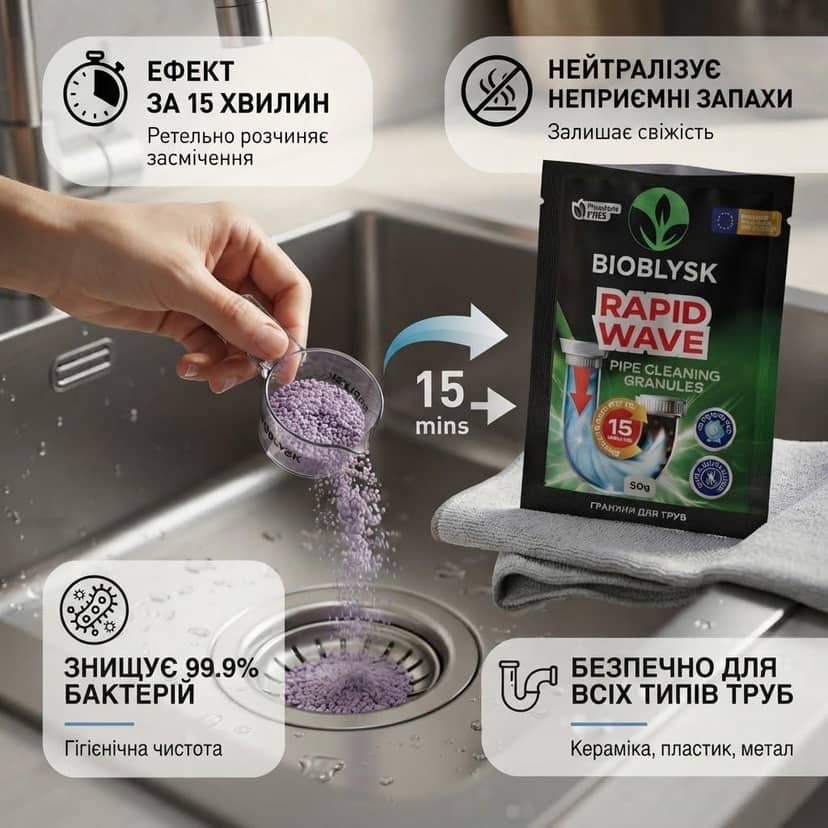 Гранули для чищення труб “Rapid Wave”, BioBlysk 50 г 2